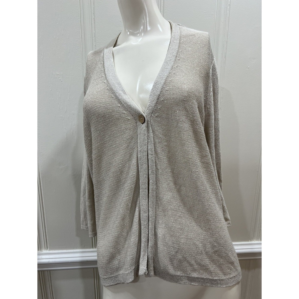 J. Jill One Button Linen Blend Cardigan Sweater Lightweight. Beige size XLP